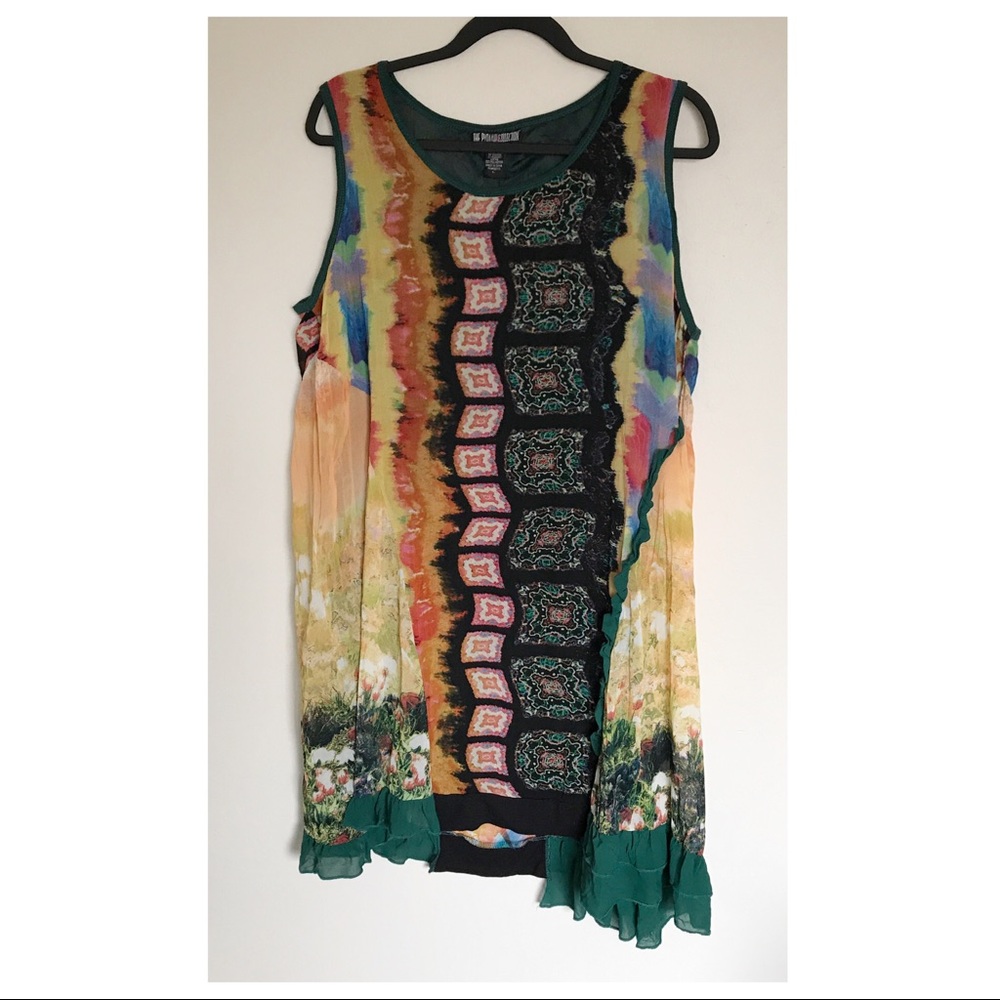 The Pyramid Collection Colorful Boho Dress Size L… - image 1